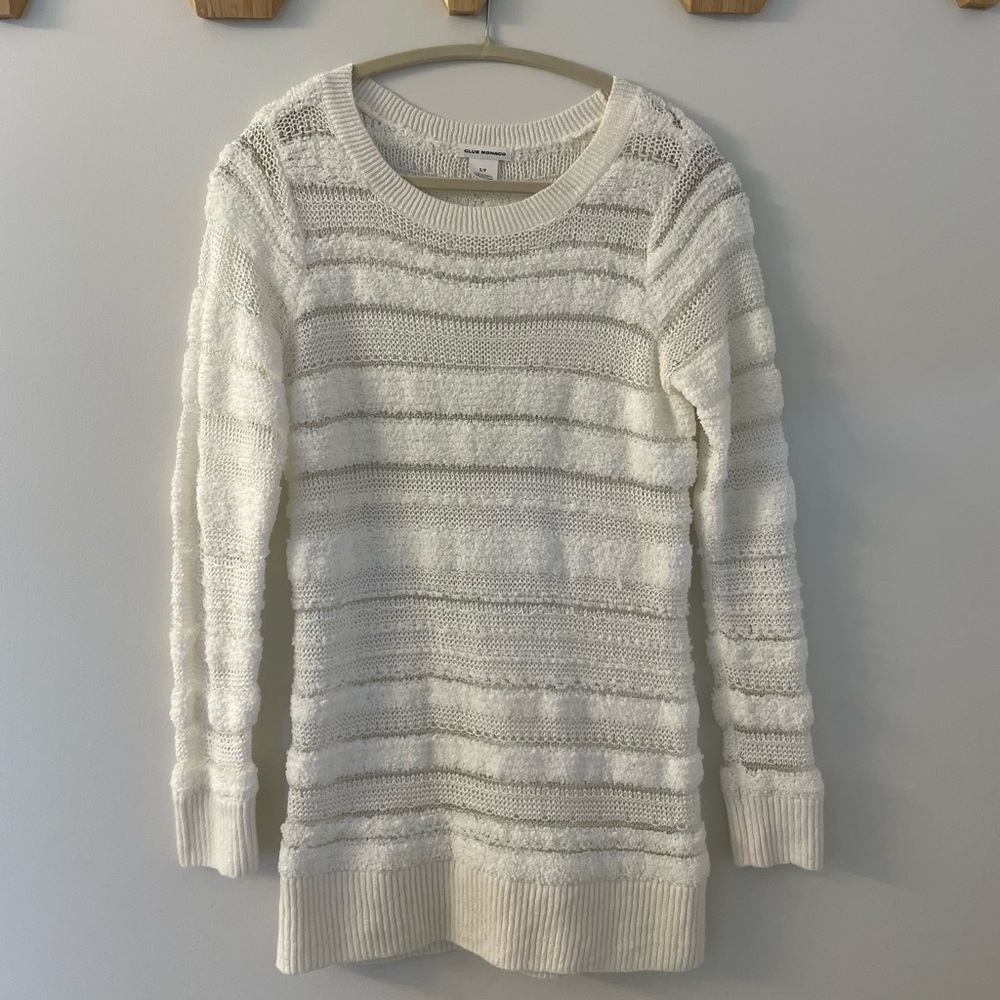 Club Monaco Women Open Stitch White Sweater S/P